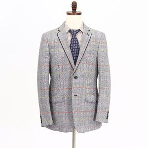 Don Jonathan 40R Gray Check 2-Button Sport Coat Blazer Jacket B125